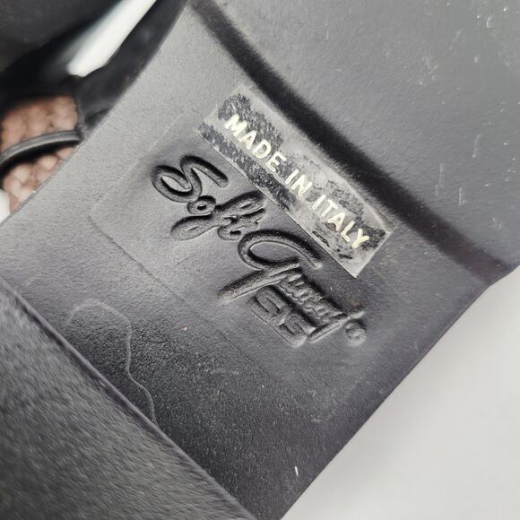 Sesto Meucci Womens 7 1/2M Black Leather Open Toe Slide Sandals Italy Woven - Picture 10 of 11